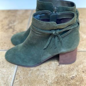 Violet & Red green suede Jenna boots.